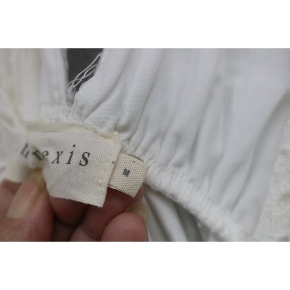 Ninexis White Eyelet Short Sleeve Babydoll Mini Dress-Medium-Pockets-Cottagecore - Picture 6 of 13